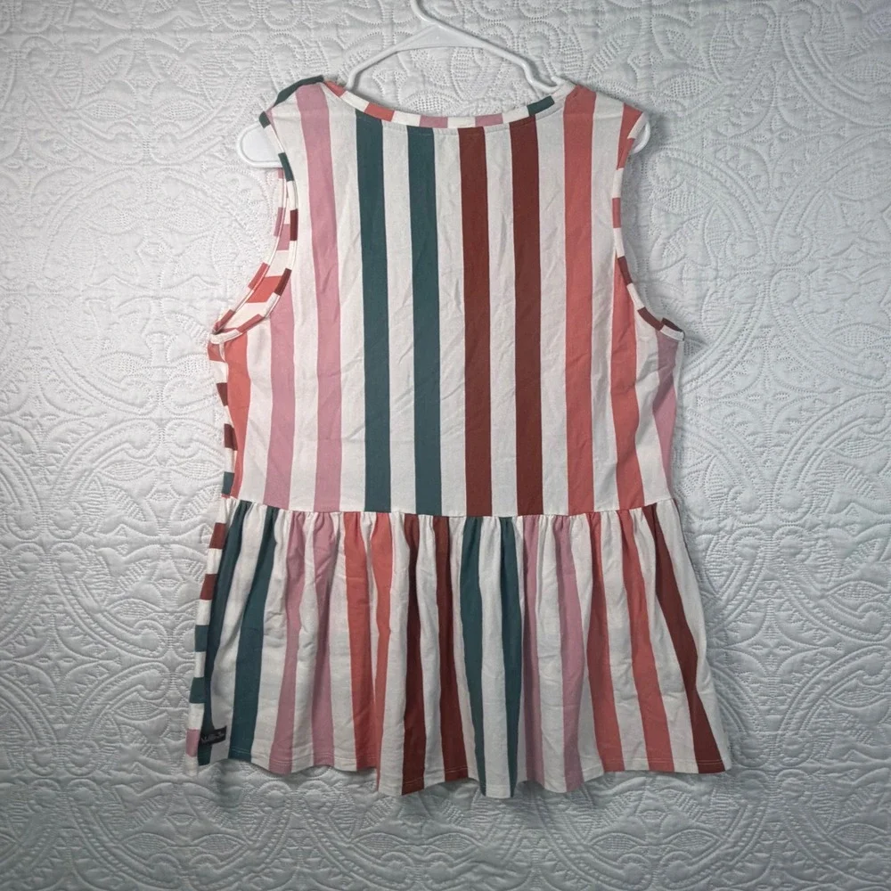Matilda Jane Girls‎ Multi Color Striped Sleeveless Peplum Top Size L 30694T